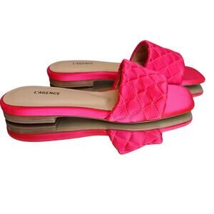 L'AGENCE Quilted Pink Satin Slide Sandals with low Heel Size 6